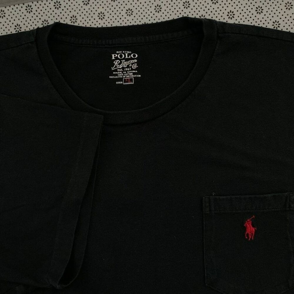 Polo Ralph Lauren Men's Black Pocket T-Shirt XL 100% Cotton Pony Logo